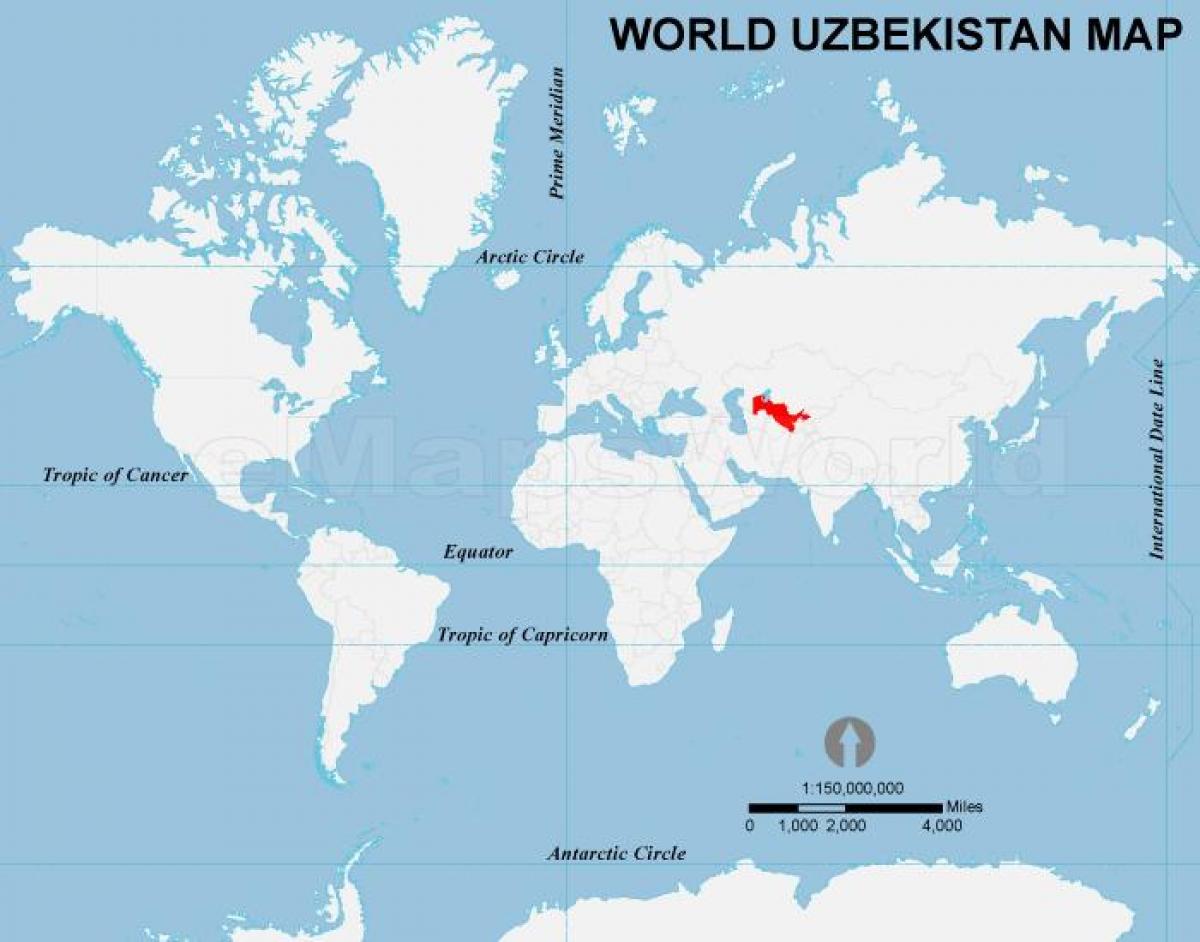 Ouzbekistan kote sou kat jeyografik mond lan